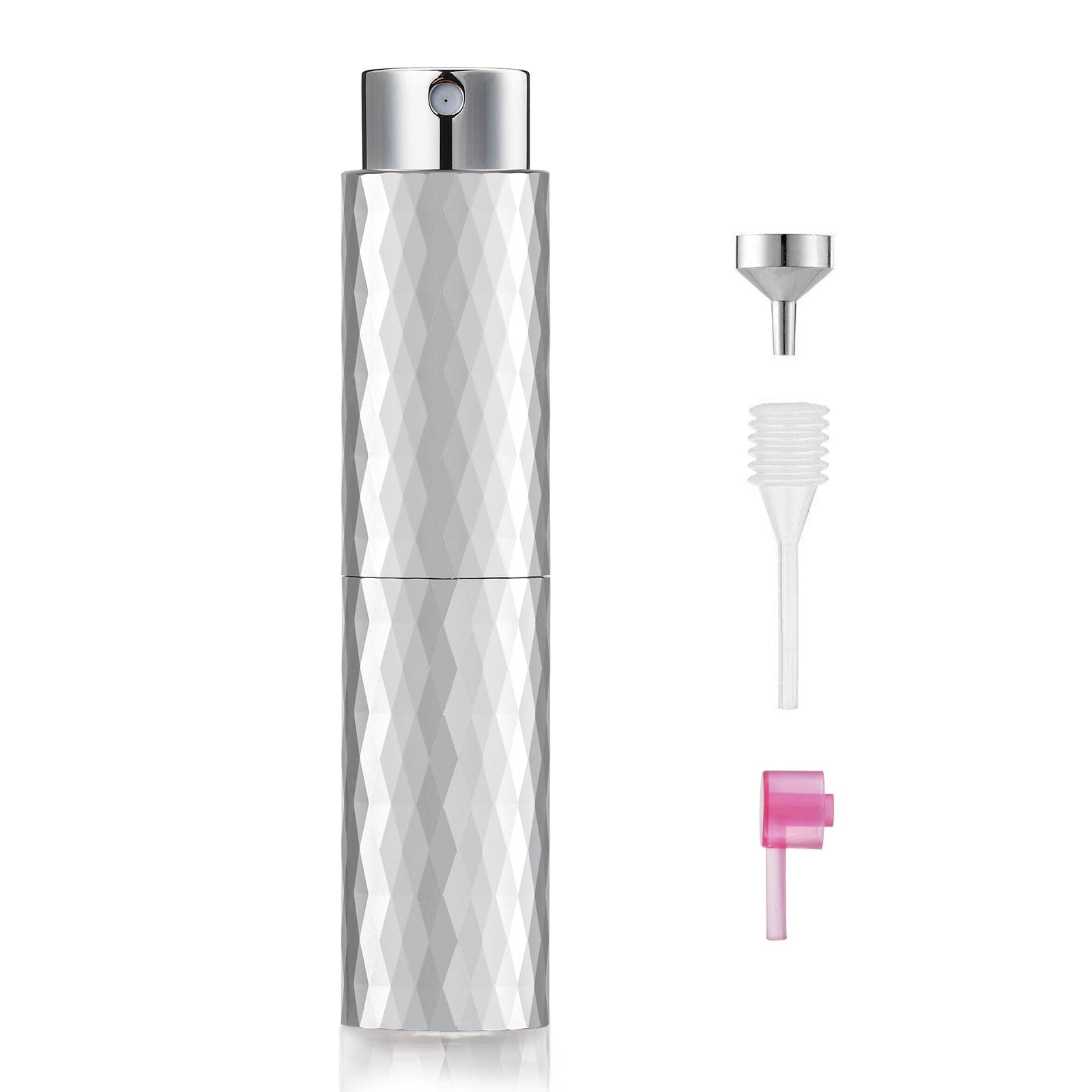 Toureal 8ml Atomizer Perfume Spray Bottle for Travel, Empty Refillable Cologne Dispenser, Portable Sprayer (Silver)