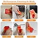 Razor Blade Scraper with 10pcs Blades and 3Pcs wire brushes,Scraper Tool for Cleaning Glass Window, Cooktop, Oven, Stove, Scraper with Buit-In Blade Storage, Upgraded Lock Mechanism, Orange
