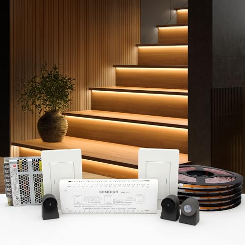 KOMIGAN KMG-3233 Motion-Activated LED Stair Lighting Kit, 48
