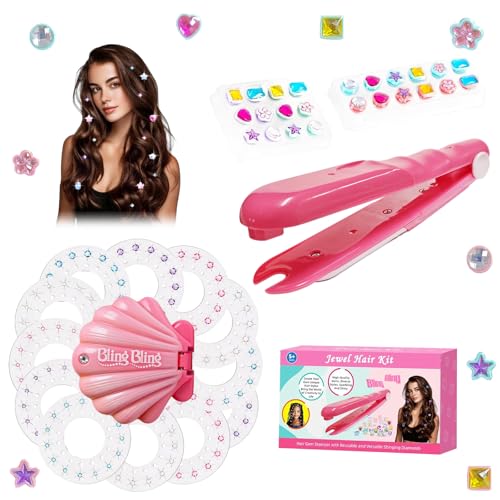 Hair Gem Stamper Kit 384pcs Gems Creative DIY Hair Styling Tool with Hair Jewels & Accessories Teens and Women Hairs Charms Styling Tool for Birthday Party Festival