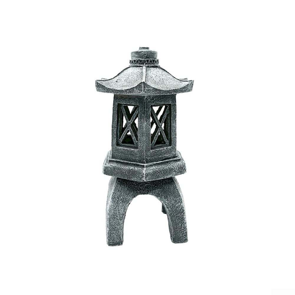 Lanterna a pagoda ad energia solare, statua da giardino zen in resina, torre giapponese in pietra per esterni, luce decorativa per cortile resistente alle intemperie, per illuminazione paesaggistica
