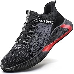 Bambas De Seguridad UCAYALI Zapatos de Seguridad Hombre Antideslizante Zapatillas de Trabajo con Puntera de Acero Ligeros Bambas de Seguridad Negro Gr.44
