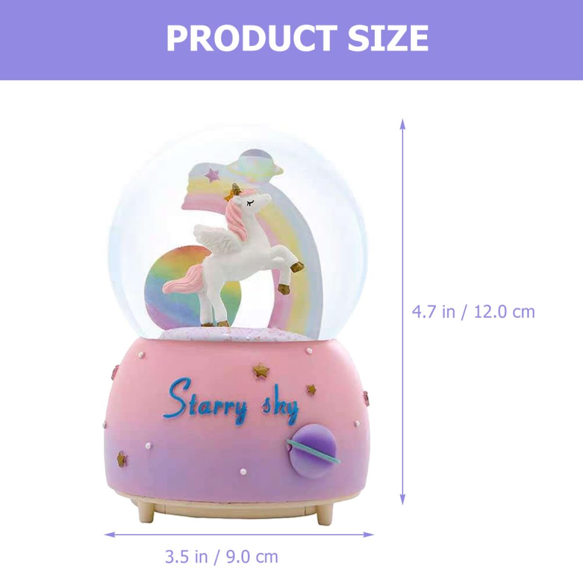 Caja de Música con Globo de Nieve Unicornio de Diseño Infantil Efecto Luz y Música Manual Decoración Navideña y Regalo Cumpleaños para Niñas Ambiente Romántico y Festivo