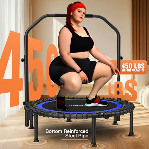 Image of ANCHEER 40 inch /48 inch Foldable Mini Trampoline with Adjustable Handle for Adults