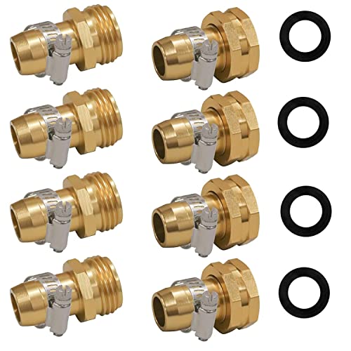Image of LAFILLETTE Garden Hose Repair Pipe Connector with Clamps Hose, Fit for 3 /4 inch Garden Hose Connector (Pack of 4)