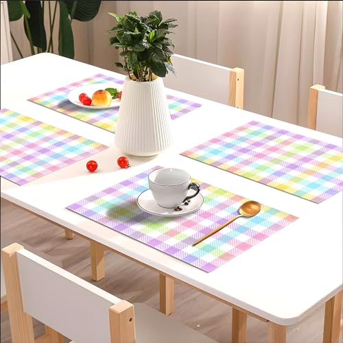 Nepnuser AMZ-0355 Linen Easter Buffalo Check Plaid Placemats Set Of 4 Rustic Spring Place Mats thumb #1