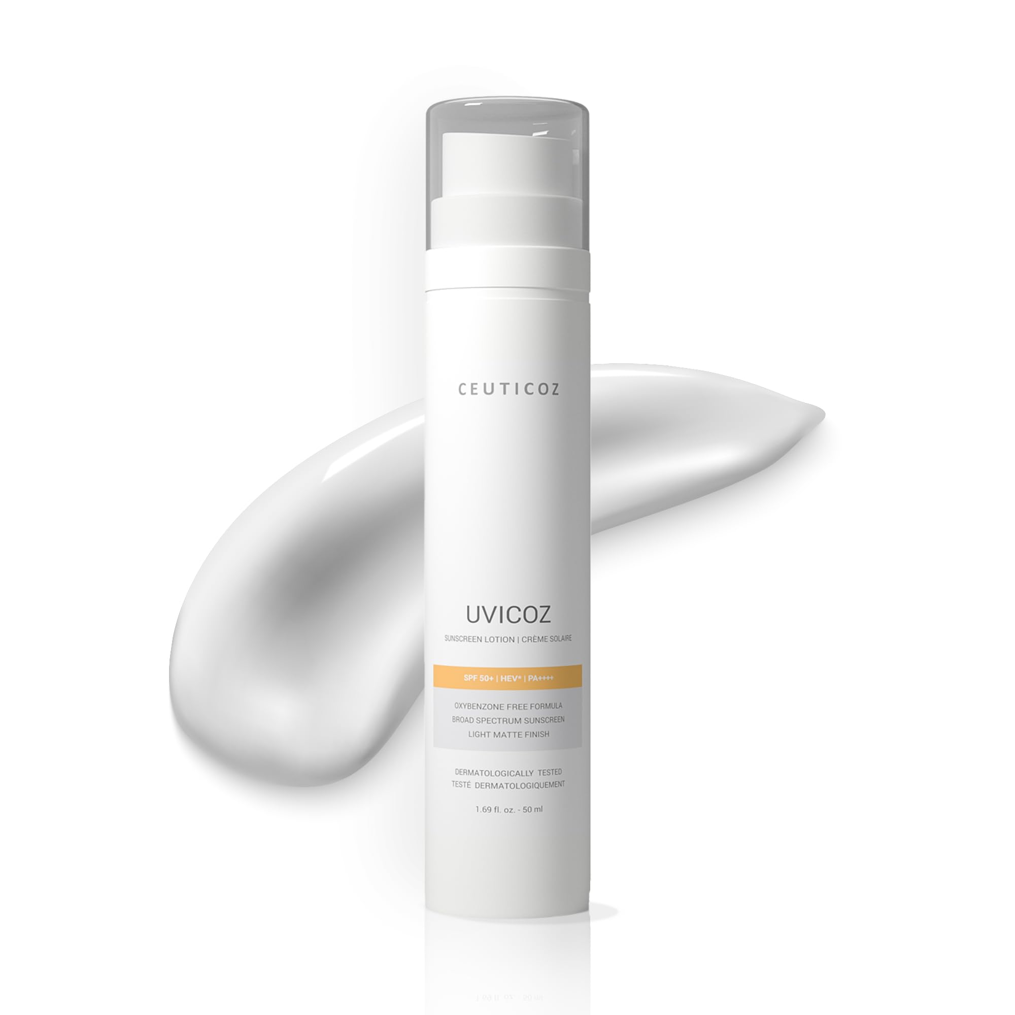 Ceuticoz Uvicoz Sunscreen Lotion | For Sunburn, Tanning & Photoaging | Broad-spectrum UV protection & hydration | Octocrylene & Aloe Vera | All Skin Types | 50ml