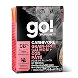 Go! Solutions Carnivore, Grain-Free, Protein Rich Wet Cat Food, Salmon and Cod Pâté, 6.4 oz