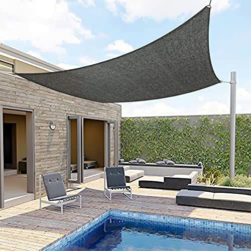 Image of HIPPO Shade Sail 12 Feet X 16 Feet Sun Shade 85% UV Block for Canopy Cover, Outdoor Patio, Garden, Pergola, Balcony Tent (Ash-Grey)