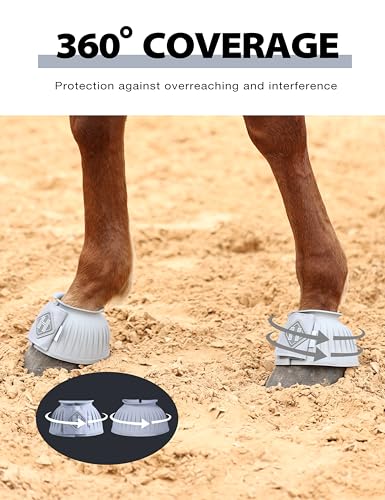 Image of Harrison Howard Rubber Bell Boots for Horses, Hoof Overreach Protection for Horses, w /Upgraded Leather Touch Tape