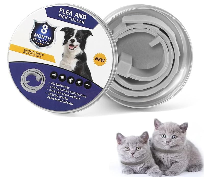 WOWOBJECTS® Pet Collar Flea and Tick Prevention for Cats and Dog, 8 Month Protection Adjustable Waterproof Collar for Dog Puppy Kitten Cats, Natural & Repell Locust Lice of Pets (Grey) (B0D14C19Q6) Amazon Price History, Amazon Price Tracker