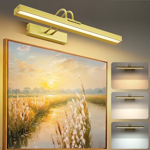 Lampop Éclairage mural LED sans fil - Batterie rechargeable de 5000 mAh - Avec télécommande - 3 températures de couleur et luminosité réglable - Doré - 40 cm