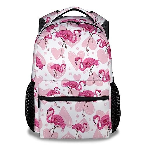 Flamingo Backpack for Girls Boys, 16 Inch Pink Backpacks for School, Cute Lightweight Durable Bookbag for Kids