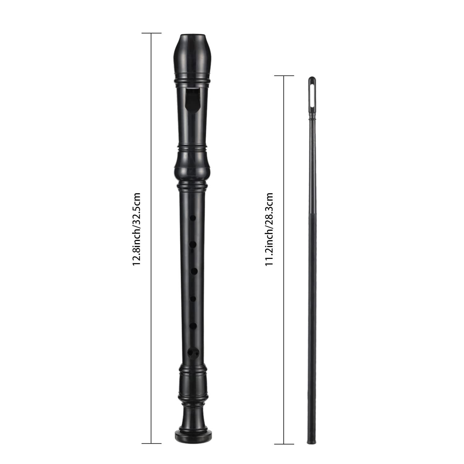 Fansjoy Flûte à Bec Soprano, 8 Trous Flûte à Bec Soprano pour Enfants Débutants, Instrument de Musique avec Kit de Nettoyage, Doigté Baroque, Noir
