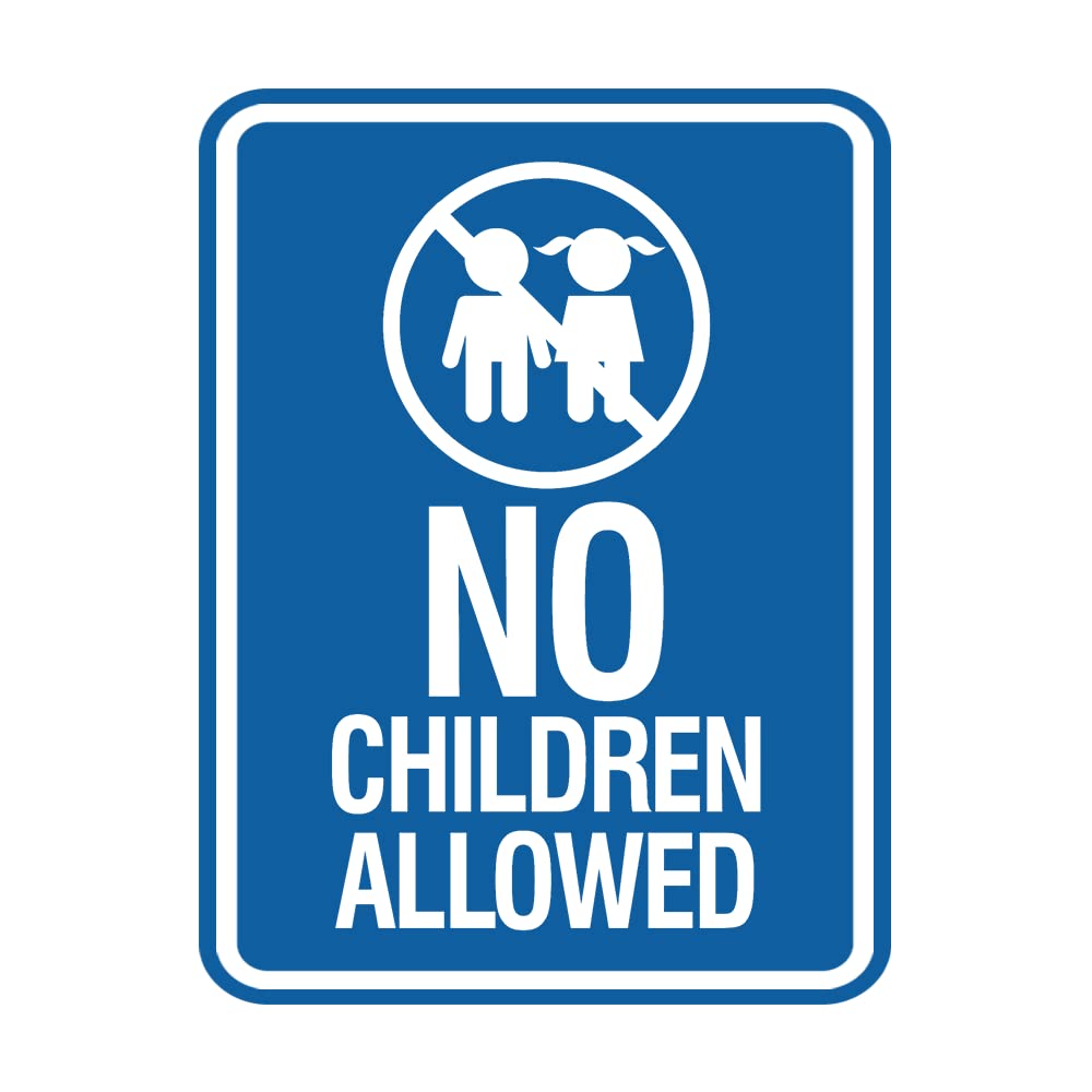 Signs ByLITA Portrait Round No Children Allowed Sign (Blue) - Large