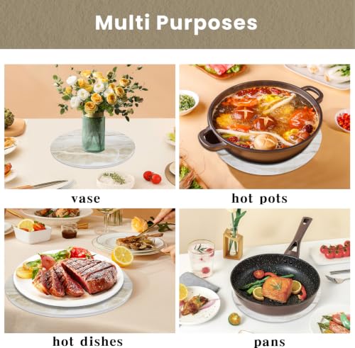 Image of 8 Inch Trivets for Hot Dishes, Pots and Pans, Marble Style Ceramic Trivet with Holder, Absorbent Heat Resistant Hot Pads with Cork Bottom Anti-Slip, for Countertops, Table, Home Essentials, Set of 3