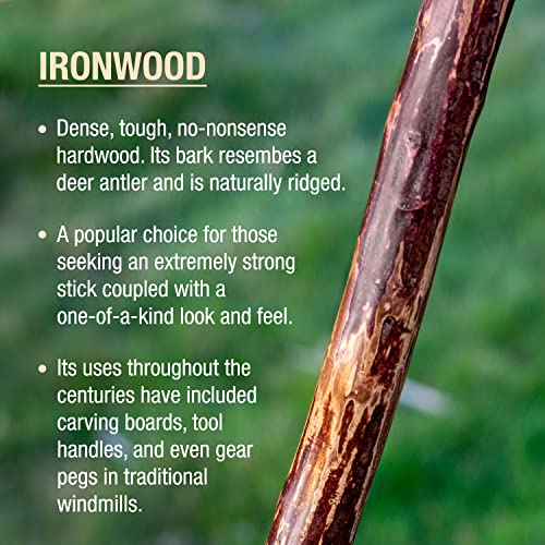 image for Brazos Rustic Wood Walking Stick, Ironwood, Traditional Style Handle, 