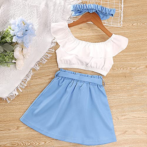 Shorts de manga para meninas pequenas, sem mangas, com babados, saia com laço e faixas, 3 peças, rou