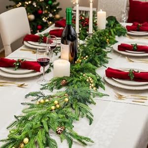 Velasko 6 FT Norfolk Pine Garland, Christmas Green Artificial Real Touch Cedar Garland, Faux Cedar with Lights, for Table, Wall, Fireplace Indoor Outdoor Decor Velasko 6 FT Norfolk Pine Garland Christmas Green Artificial Real Touch Cedar Garland Faux Cedar with Lights for Table Wall Fireplace Indoor Outdoor Decor