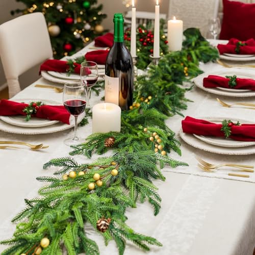 Velasko-6-FT-Norfolk-Pine-Garland-Christmas-Green-Artificial-Real-Touch-Cedar-Garland-Faux-Cedar-with-Lights-for-Table-Wall-Fireplace-Indoor-Outdoor-Decor Velasko 6 FT Norfolk Pine Garland Christmas Green Artificial Real Touch Cedar Garland Faux Cedar with Lights for Table Wall Fireplace Indoor Outdoor Decor