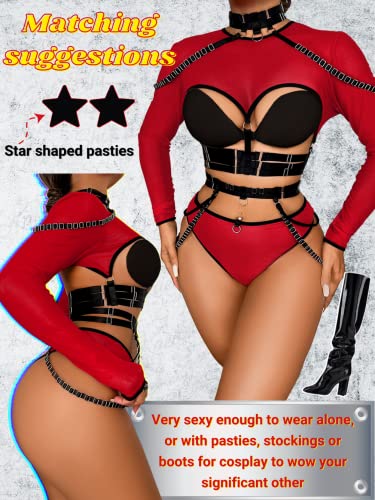 Image of Kaei&Shi Rave Outfit, Adjustable Strappy, Contrast Color, Choker, Chain Belt