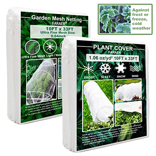 Faraer 10Ftx33Ft Garden Netting With Plant Covers Frost Protections Row Floating Covers For Veggie Garden #TOP14