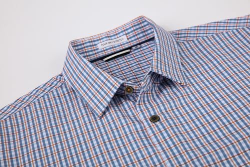Alex Vando Mens Button Down Shirts Wrinkle Free 4-Way Stretch Print Business Casual Shirt