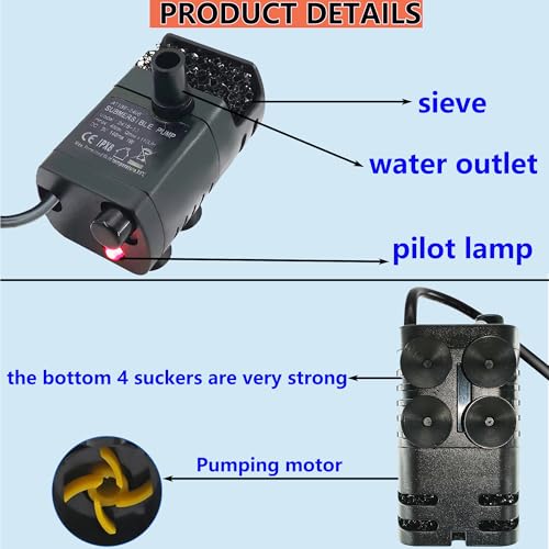 Image of 2Pcs USB Mini Fountain Pump,DC 5V 0.7W Mini Submersible Pump with Filter,Suitable for Small and Medium-Sized Aquariums,Desktop Fountain Pumps,Ponds,Hydroponic Pumps (black + white)