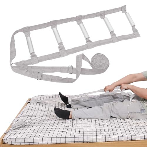 Munzong Bed Ladder Assist 160 Inch, Grey Pull Up& Sit Up Assist Device, Assistive Bedside Straps w...
