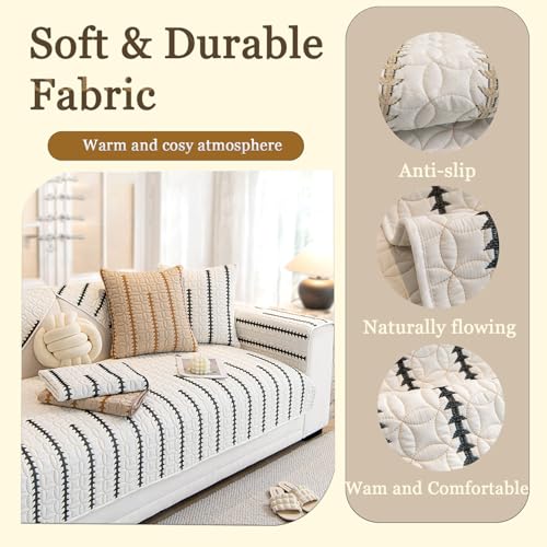 Coussin de canapé brodé et housse antidérapante pour canapé modulable