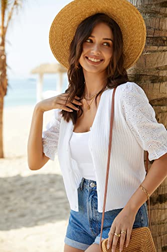 Women's Short Sleeve Bolero Shrug Cropped V Neck Cardigan Sweater Tops Ivory Xxl #TOP3