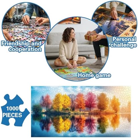 Pavemlo Special Shape Puzzles for Adults 1000 Pieces - Colorful Tree Jigsaw Puzzle Challenging Impossible Puzzle, Unique Home Decor & Game (16x31Inch/41x80cm) for Puzzle Lovers - 5