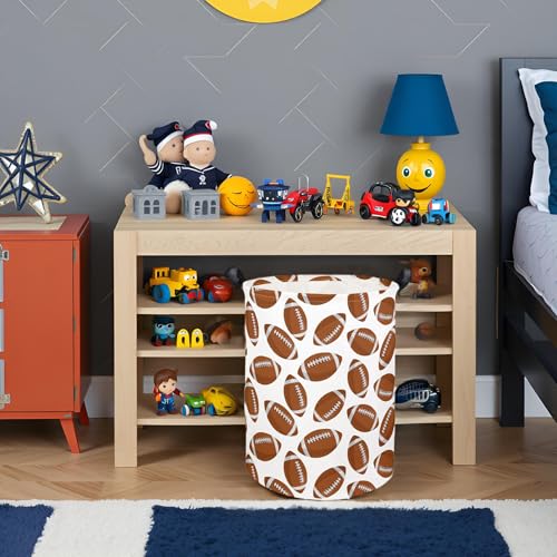 Image of Kids Laundry Basket Baby Hamper Footballs Toy Storage Bin for Boys Room Decor Baby Nursery Hamper Gift Baskets for Bedroom Bathroom(Footballs)