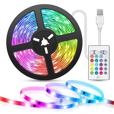 Tasmor LED Strip Light Music Sync 16.4ft, USB Powered LED Light Strip with Remote Waterproof RGB 5050 Color Changing LED Strip TV Backlights for Home Decoration, TV, PC, Mirror