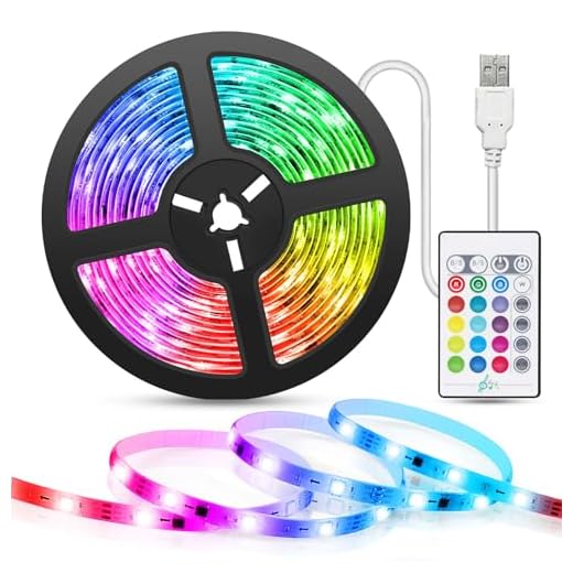 LED Strip Light Music Sync 16.4ft, TASMOR USB Powered LED Light Strip with Remote Waterproof RGB 5050 Color Changing LED Strip TV Backlights for Home Decoration, TV, PC, Mirror