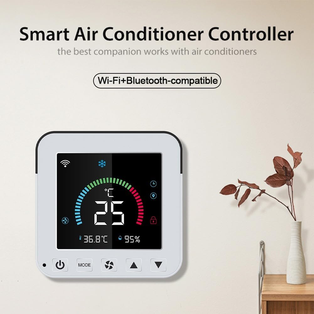 per Tuya, termostato WiFi, controllo intelligente della temperatura, regolazione della temperatura a distanza, display LCD, controllo IR a infrarossi, compatibile con la maggior parte delle marche