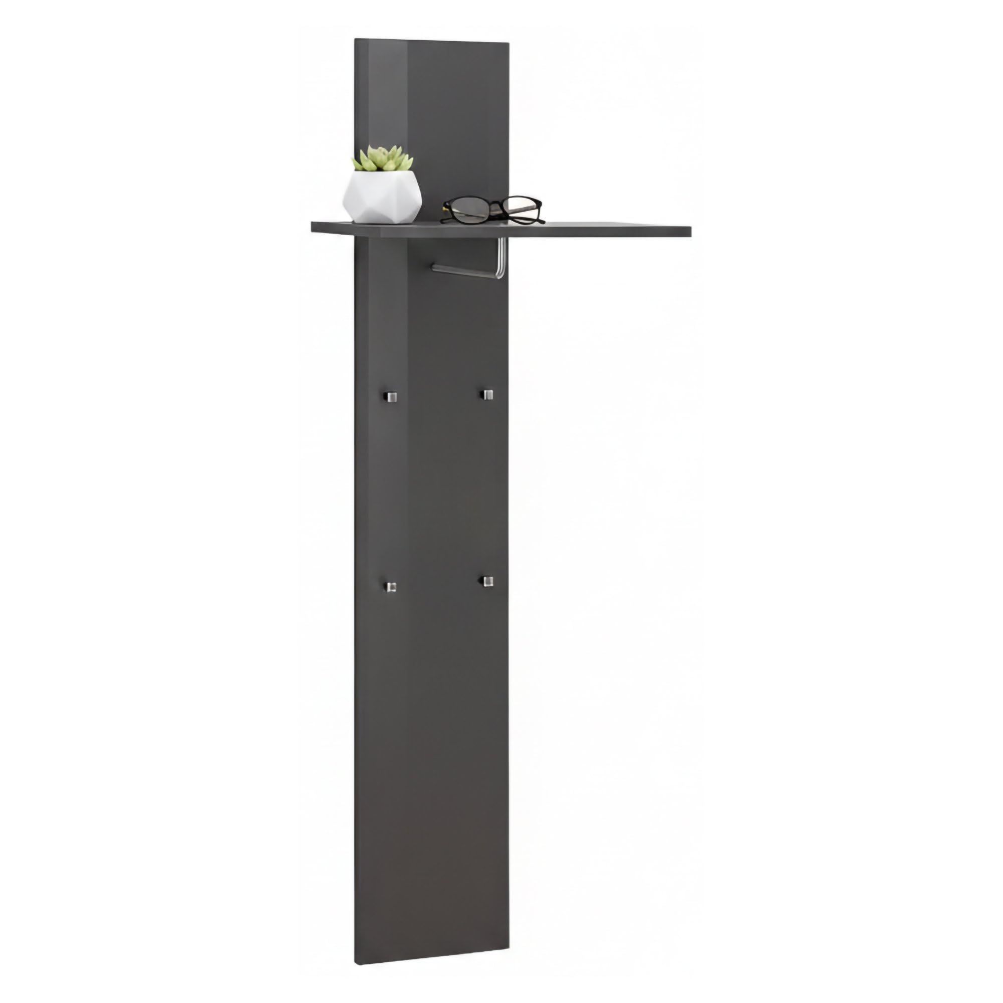 Dmora - Mobile da ingresso Omer, Entratina moderna multifunzione, Armadietto multiuso per atrio, 100% Made in Italy, cm 50x27h140, Antracite lucido
