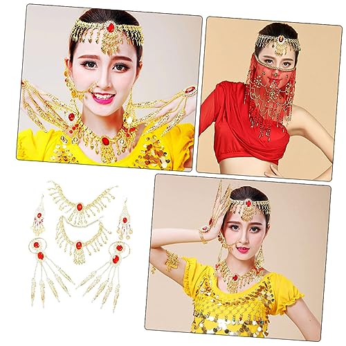 Collares de cadena de oro para mujer juego de pendientes colgantes y pulseras 6