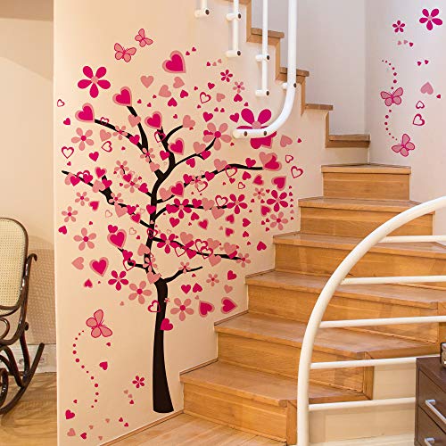 Vinilo decorativo removible grande flores corazón rosa miniatura 5