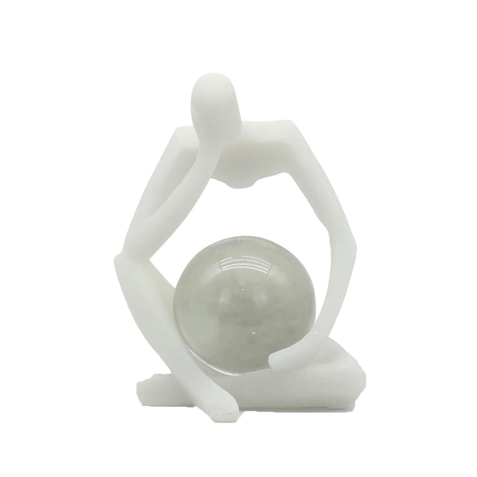 YUZDNM Desktop Decoration Figurine - Resin Thinker Art Statue, Holding Crystal Ball Sculpture, Modern Abstract Collectible Ornament, for Home Office Bookshelf Decor