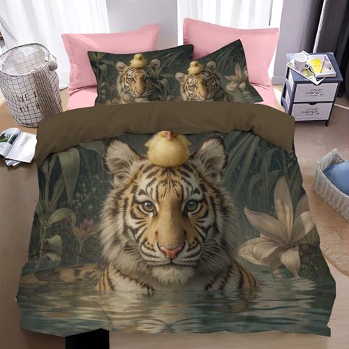 Parure de lit microfibre 200x200cm avec housse de couette animaux imprimé 3D
