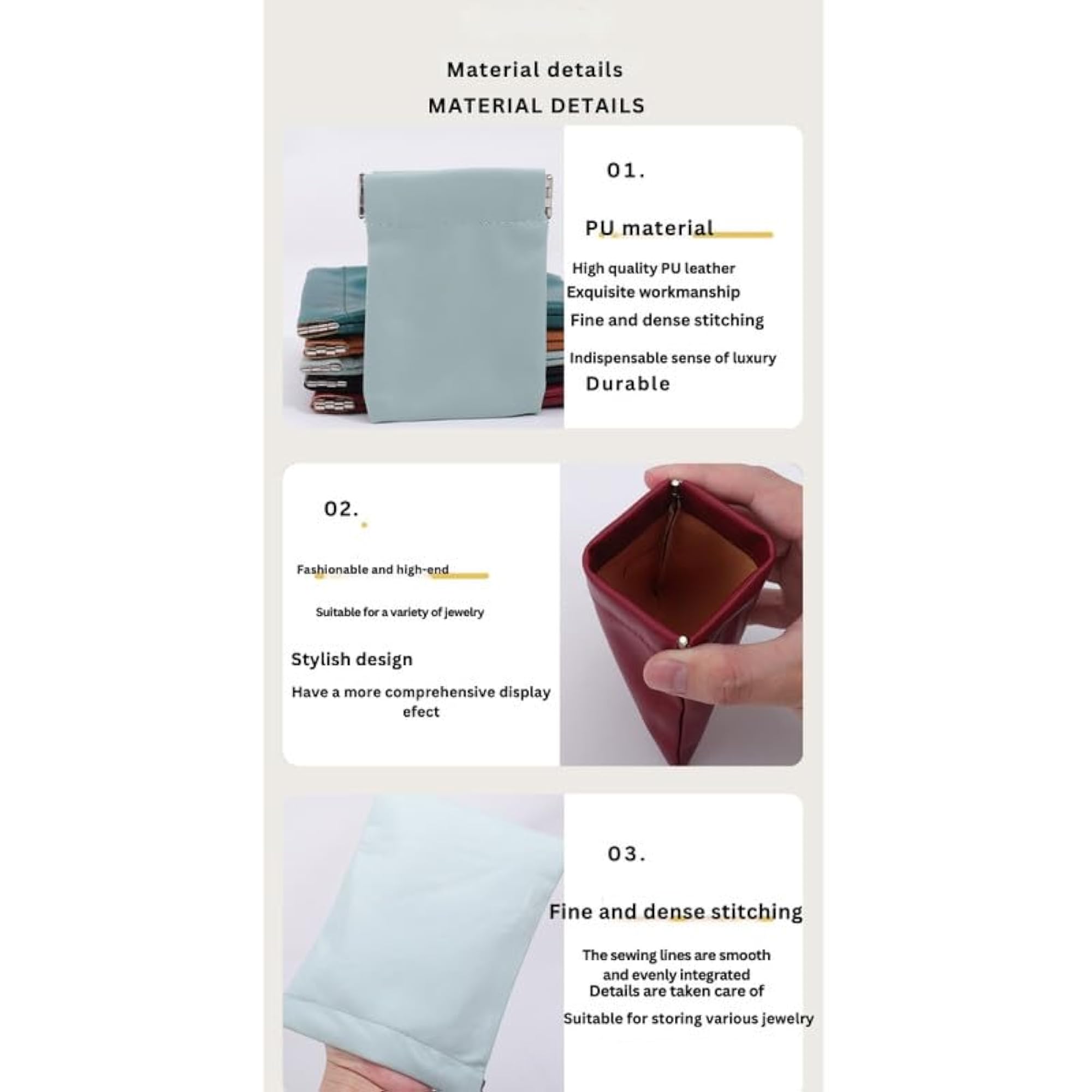 Red PU Leather Makeup Storage Pouch, Compact Design