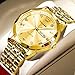 OLEVS Gold Watches for Men Diamond Business Dress Analog Quartz Stainless Steel Date Luxury Casual Fashion Wrist Watch Waterproof Luminous