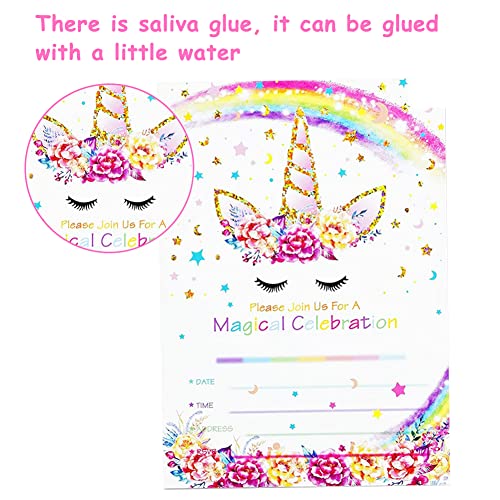 BESTZY Cartes Invitation Licorne, 24 Cartes D'Anniversaire Licorne avec 24 Enveloppes, Motif Licorne pour Anniversaire… - Image 5