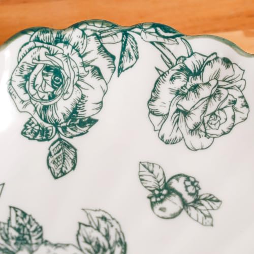 Image of Nestasia Set of 2 Ceramic Shell-Shaped Snack Plate with Dip Section for Chutney | Microwave & Dishwasher Safe Starter Plates | Perfect for Fries, Momos, Sushi, Kebab (White & Green)