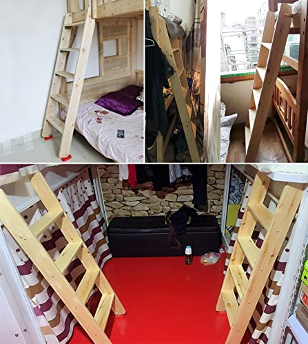 Escalera de madera resistente para litera loft caravana con ganchos estables 4