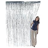 ZagGit Set of 2 Metallic Silver Foil Fringe Party Decoration Door Curtains, 3 x 8 Feet