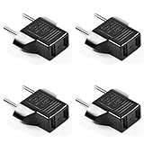 Black US to Europe Round Pin Travel AC Power Plug Adapter (4 Pack), 2-Flat to 2-Round Pins