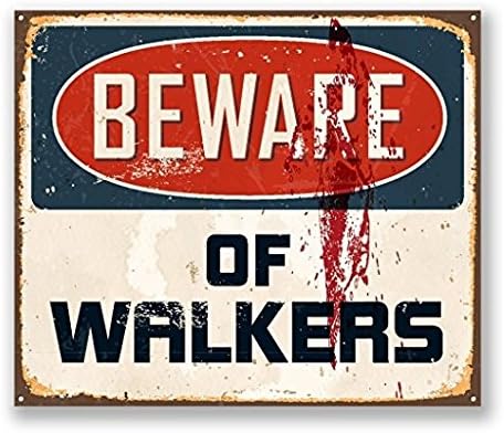 Beware of Walkers Sticker Decal Fun Sign Zombie Walking Dead - Sticker Graphic - Auto, Wall, Laptop, Cell, Truck Sticker for Windows, Cars, Trucks