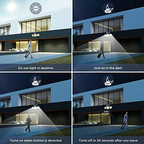 JOMARTO Solar Motion Lights Outdoor,3 Head Security Lights with Motion Sensor,Adjustable 112 LED Flood Lights Waterproof270° Wide Angle Security Lights for Porch Garden Patio Yard Backyard (2 Pack)